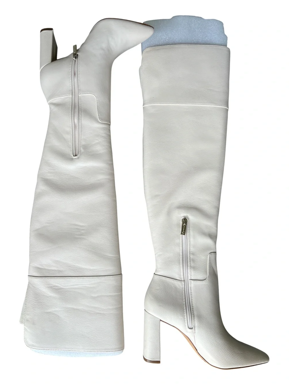 Jessica Simpson Akemi White Over The Knee Pointed Toe Boots Size 7 Block Heel